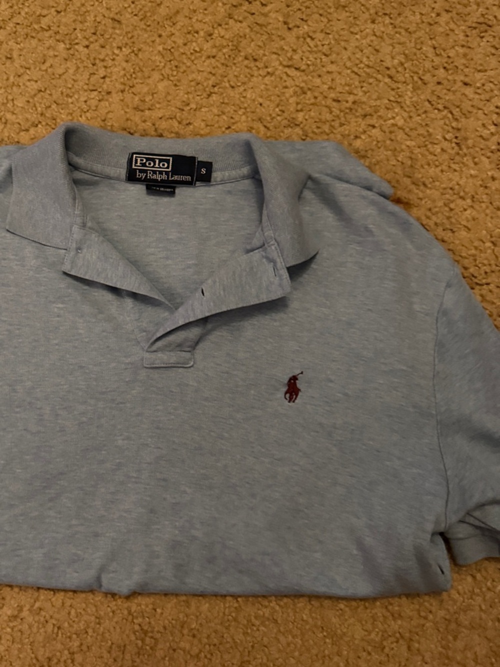 Polo by Ralph Lauren Heather Light Blue Short-Sleeve Polo with Maroon Logo